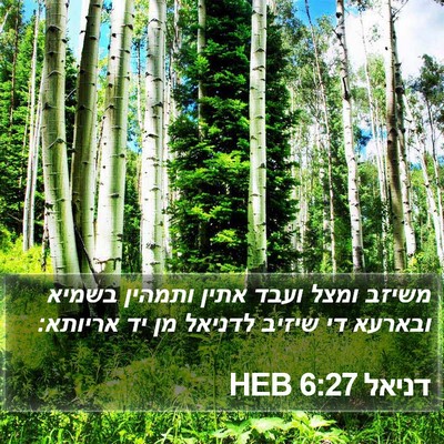דניאל 6:27 HEB Bible Verse Image