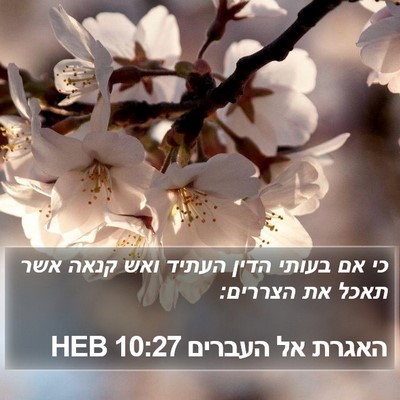 האגרת אל העברים 10:27 HEB Bible Verse Image