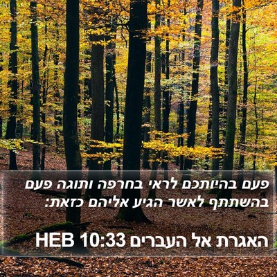 האגרת אל העברים 10:33 HEB Bible Verse Image