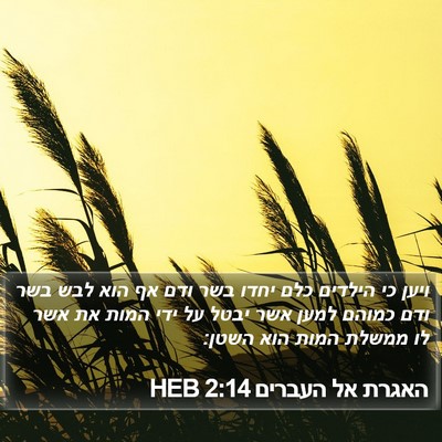 האגרת אל העברים 2:14 HEB Bible Verse Image