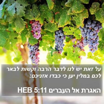 האגרת אל העברים 5:11 HEB Bible Verse Image