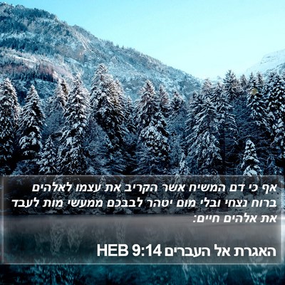 האגרת אל העברים 9:14 HEB Bible Verse Image
