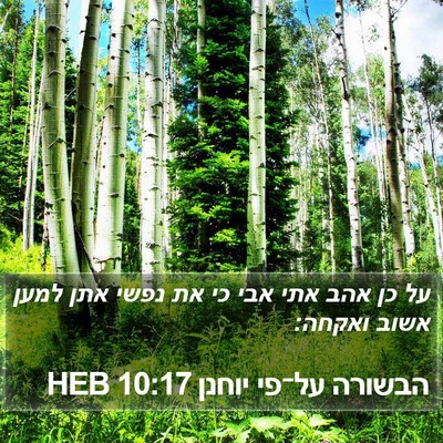 הבשורה על־פי יוחנן 10:17 HEB Bible Verse Image
