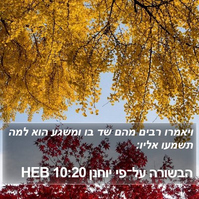 הבשורה על־פי יוחנן 10:20 HEB Bible Verse Image