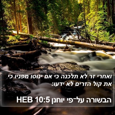 הבשורה על־פי יוחנן 10:5 HEB Bible Verse Image