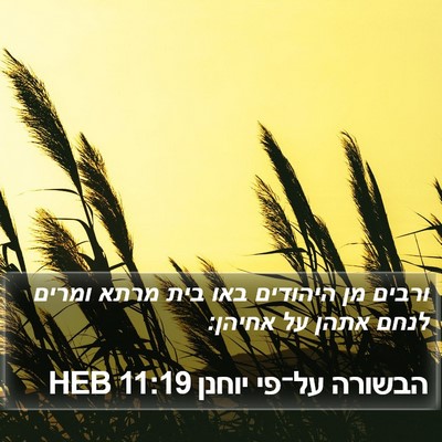 הבשורה על־פי יוחנן 11:19 HEB Bible Verse Image