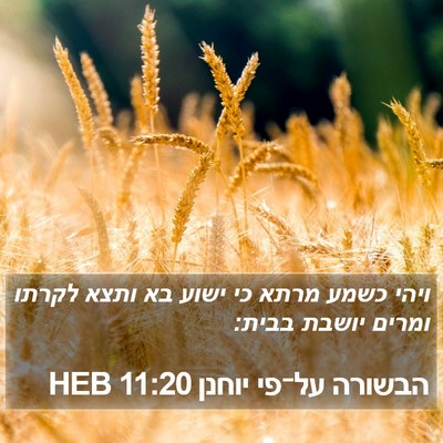 הבשורה על־פי יוחנן 11:20 HEB Bible Verse Image