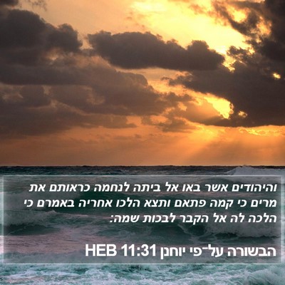 הבשורה על־פי יוחנן 11:31 HEB Bible Verse Image