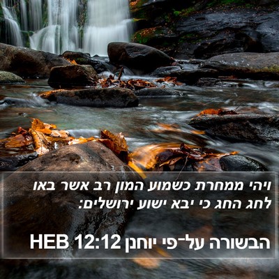 הבשורה על־פי יוחנן 12:12 HEB Bible Verse Image