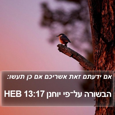 הבשורה על־פי יוחנן 13:17 HEB Bible Verse Image
