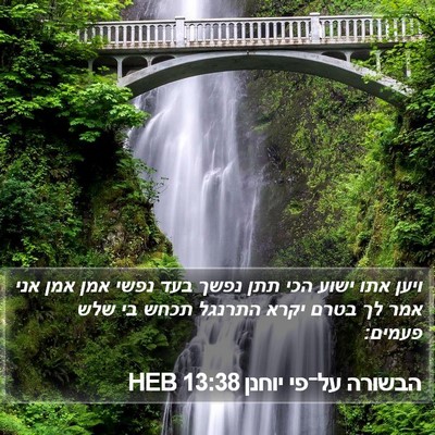 הבשורה על־פי יוחנן 13:38 HEB Bible Verse Image