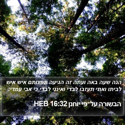 הבשורה על־פי יוחנן 16:32 HEB Bible Verse Image