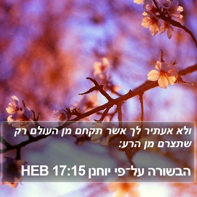 הבשורה על־פי יוחנן 17:15 HEB Bible Verse Image