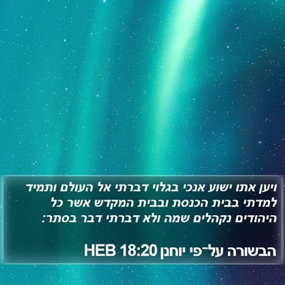 הבשורה על־פי יוחנן 18:20 HEB Bible Verse Image