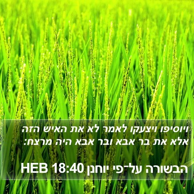הבשורה על־פי יוחנן 18:40 HEB Bible Verse Image