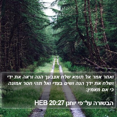 הבשורה על־פי יוחנן 20:27 HEB Bible Verse Image