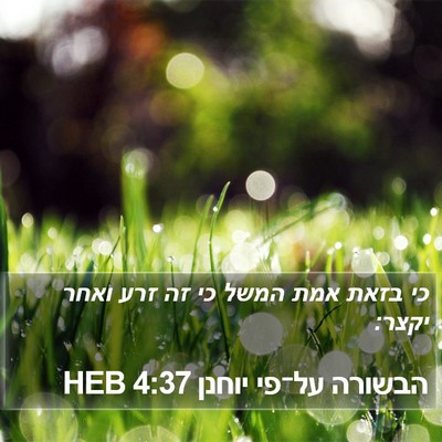 הבשורה על־פי יוחנן 4:37 HEB Bible Verse Image