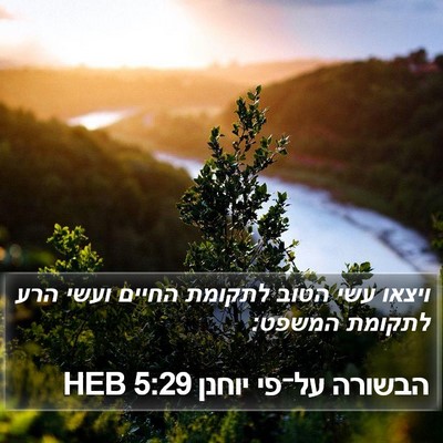 הבשורה על־פי יוחנן 5:29 HEB Bible Verse Image