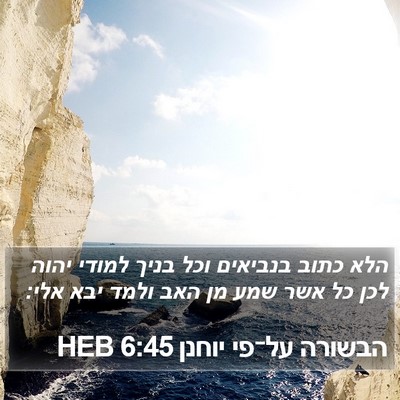 הבשורה על־פי יוחנן 6:45 HEB Bible Verse Image