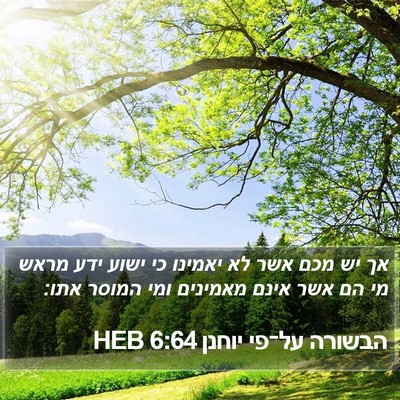 הבשורה על־פי יוחנן 6:64 HEB Bible Verse Image