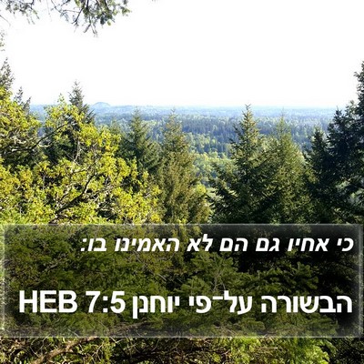 הבשורה על־פי יוחנן 7:5 HEB Bible Verse Image