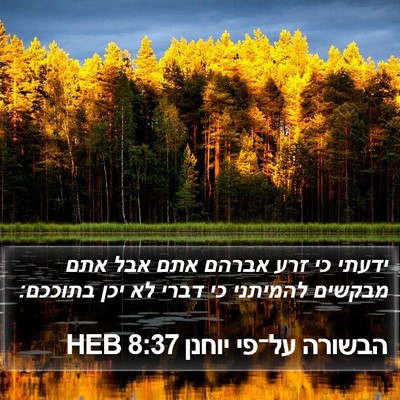 הבשורה על־פי יוחנן 8:37 HEB Bible Verse Image