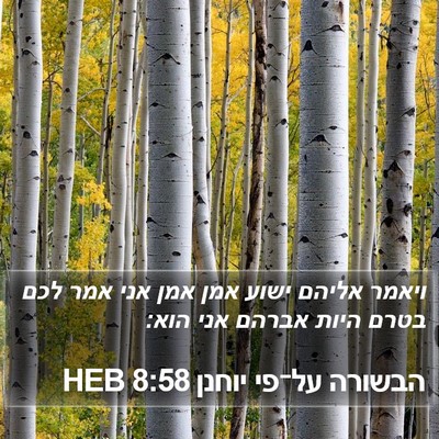 הבשורה על־פי יוחנן 8:58 HEB Bible Verse Image