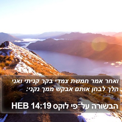 הבשורה על־פי לוקס 14:19 HEB Bible Verse Image