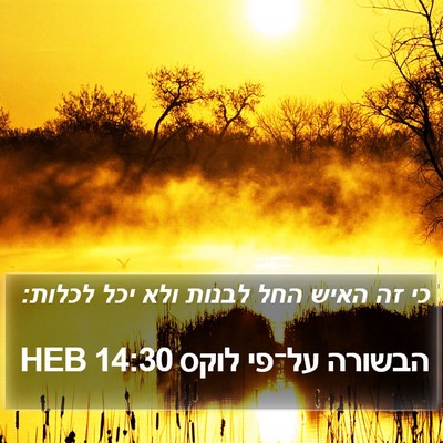הבשורה על־פי לוקס 14:30 HEB Bible Verse Image