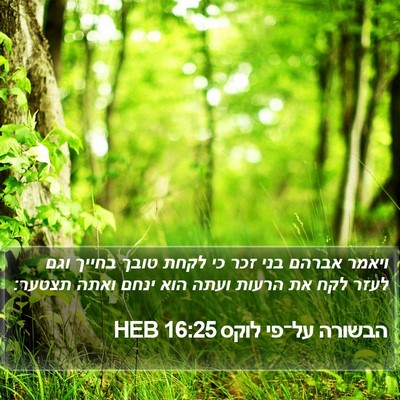הבשורה על־פי לוקס 16:25 HEB Bible Verse Image