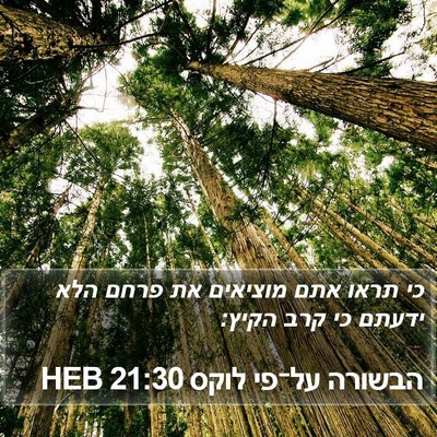 הבשורה על־פי לוקס 21:30 HEB Bible Verse Image
