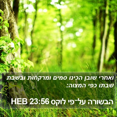 הבשורה על־פי לוקס 23:56 HEB Bible Verse Image