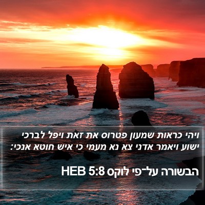 הבשורה על־פי לוקס 5:8 HEB Bible Verse Image