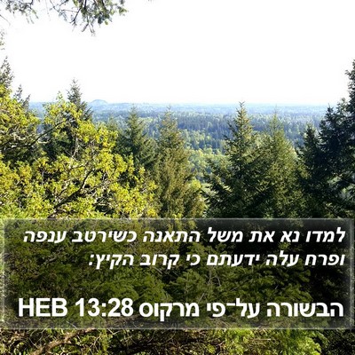 הבשורה על־פי מרקוס 13:28 HEB Bible Verse Image