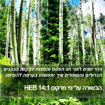 הבשורה על־פי מרקוס 14:1 HEB Bible Verse Image