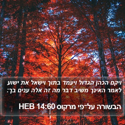הבשורה על־פי מרקוס 14:60 HEB Bible Verse Image
