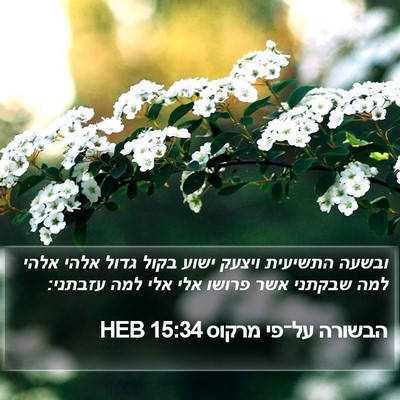 הבשורה על־פי מרקוס 15:34 HEB Bible Verse Image