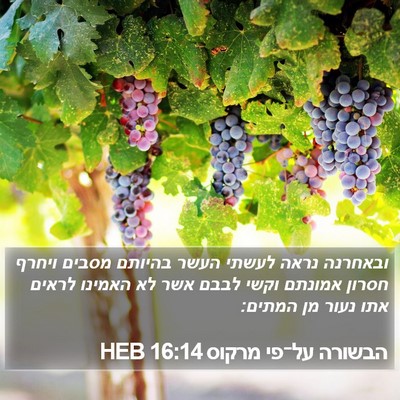הבשורה על־פי מרקוס 16:14 HEB Bible Verse Image