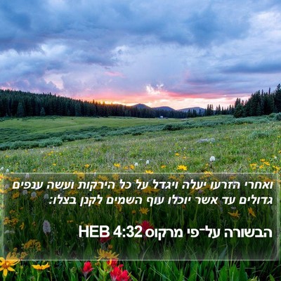 הבשורה על־פי מרקוס 4:32 HEB Bible Verse Image