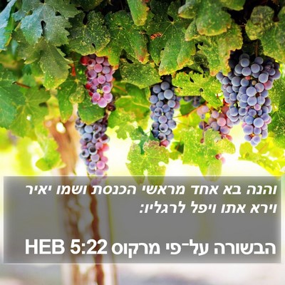 הבשורה על־פי מרקוס 5:22 HEB Bible Verse Image