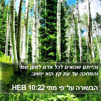 הבשורה על־פי מתי 10:22 HEB Bible Verse Image