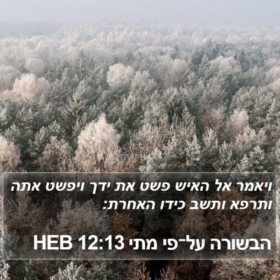 הבשורה על־פי מתי 12:13 HEB Bible Verse Image