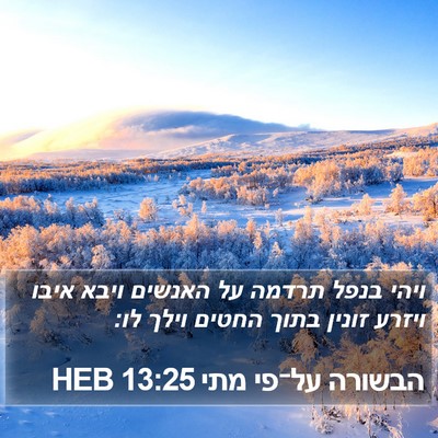 הבשורה על־פי מתי 13:25 HEB Bible Verse Image