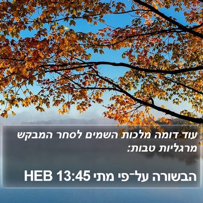 הבשורה על־פי מתי 13:45 HEB Bible Verse Image