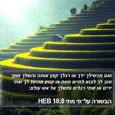 הבשורה על־פי מתי 18:8 HEB Bible Verse Image