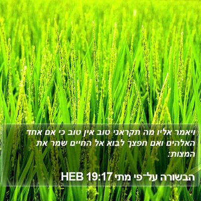 הבשורה על־פי מתי 19:17 HEB Bible Verse Image