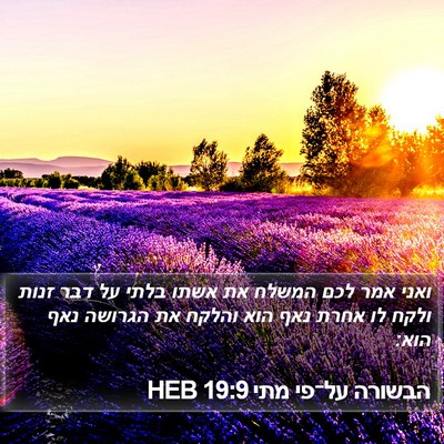 הבשורה על־פי מתי 19:9 HEB Bible Verse Image