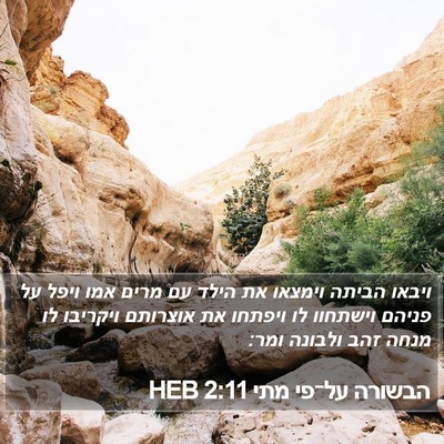 הבשורה על־פי מתי 2:11 HEB Bible Verse Image
