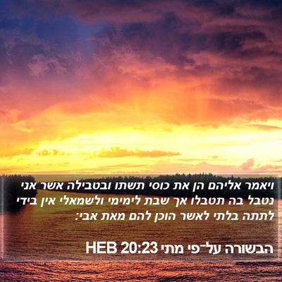 הבשורה על־פי מתי 20:23 HEB Bible Verse Image