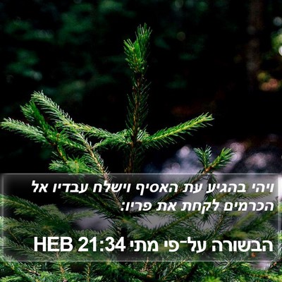 הבשורה על־פי מתי 21:34 HEB Bible Verse Image